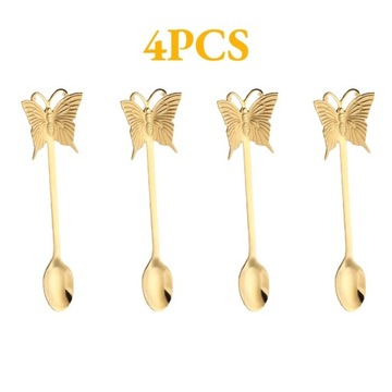 4PCS New Butterfly Tea-Spoon and fork Creative Bar Tableware Stainless