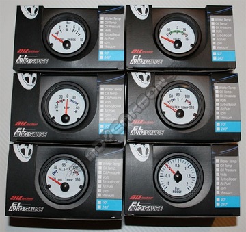 Wskaźnik Ciśnienia DOŁADOWANIA Boost Turbo Bar AUTO GAUGE VDO look Biały