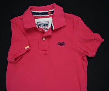 SUPERDRY FIRMOWA MALINOWA MĘSKA KOSZULKA POLO - S