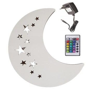 LAMPKA KSIĘŻYC z gwiazdkami nocna LED SIECIOWE KOLORY pilot taśma led