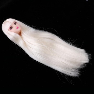 1/6 BJD скульптура головы с макияжем лица, белые волосы, женщина