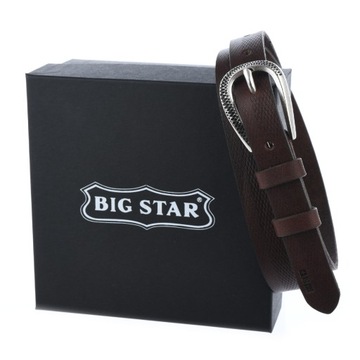 PASEK skórzany DAMSKI BIG STAR do spodni brązowy +ETUI 80/95cm