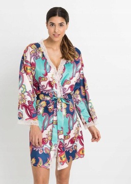 36 KIMONO SATYNOWY SZLAFROK Bonprix