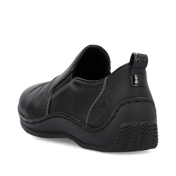 RIEKER Sneakersy, buty, półbuty, czarne skórzane L1789