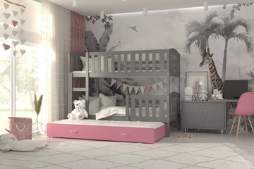 Кровать двухъярусная 190x80 серый КУБУСЬ, 3-местная