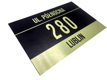 Złota Tabliczka ADRESOWA Numer DOMU 40x30 cm aluminium Numer DOMU