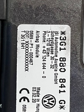 67 VW PASSAT B8 ARTEON ULOŽENÍ KOLENO 3G1880841