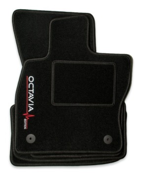ЧЕРНЫЕ ВЕЛЮРОВЫЕ КОВРИКИ ДЛЯ SKODA OCTAVIA II (2004-2013) + ВЫШИВКА