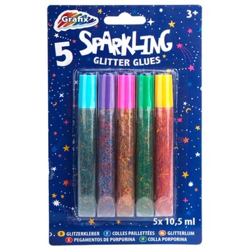 Klej z brokatem Grafix 10,5 ml 5 sztuk ŻEL TUBKI KREATYWNY