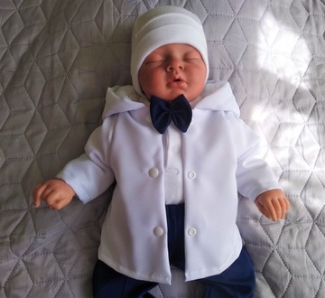 KELLO - Biała kurtka kurteczka na chrzest na 56 cm