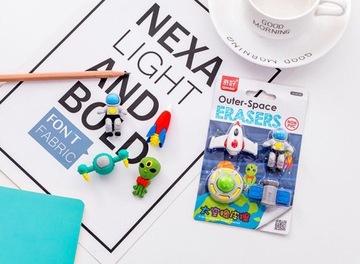 Ластики для стирания и разметки КОСМОС набор ластиков самолет НЛО ластик 4 шт