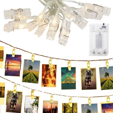 ЗАЖИМЫ, ФОТОКЛИПЫ, 20LED ФОТОЛАМПЫ, ДЕКОРАТИВНАЯ ГИРЛЯНДИЯ