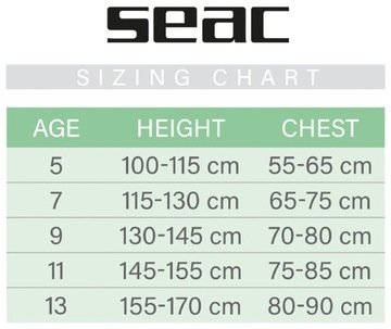Гидрокостюм неопреновый гидрокостюм 2,5 мм SEAC CIAO KID на 13 лет