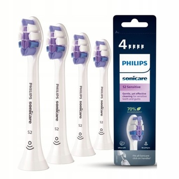 4x Końcówki Philips Sonicare S2 Sensitive nadwrażliwość białe HX6054/10