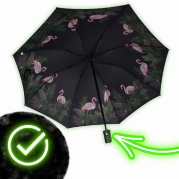 PARASOL parasolka damska AUTOMAT składana do torebki czarny FLAMINGI