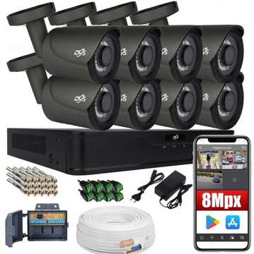MONITORING 8 KAMER GRAFITOWYCH 8MPX IR20 APLIKACJA