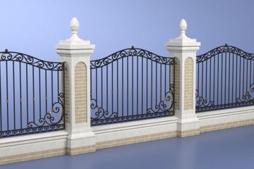 ЗАБОРЫ УСАДЬБЫ, СТОЛБЫ, ПРОЛЕТЫ, МЕТАЛЛ/БЕТОН