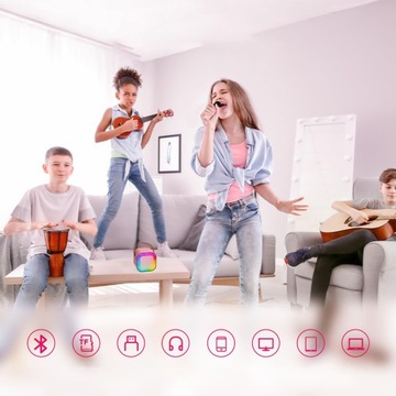 ПОРТАТИВНЫЙ НАБОР ДЛЯ КАРАОКЕ, ДИНАМИКИ BLUETOOTH RGB, ДВА МИКРОФОНА, МИНИ-ГНЕЗМЫ USB