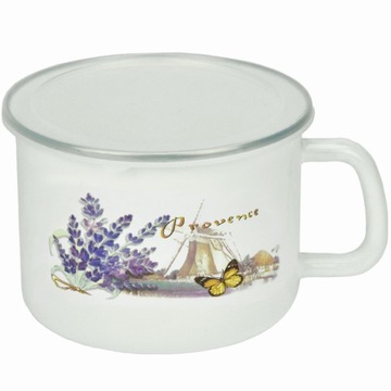 KUBEK GARNUSZEK EMALIOWANY Z POKRYWKĄ 16cm 2L
