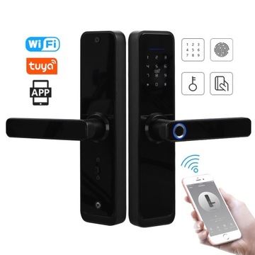 ЭЛЕКТРОННЫЙ ДВЕРНОЙ ЗАМОК, РУЧКА, КОД+RFID+ОТПЕЧАТКИ ПАЛЬЦЕВ TUYA SMART WIFI