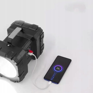 LATARKA AKUMULATOROWA SZPERACZ LAMPA LED USB POWER BANK LEKKA 7 TRYBÓW