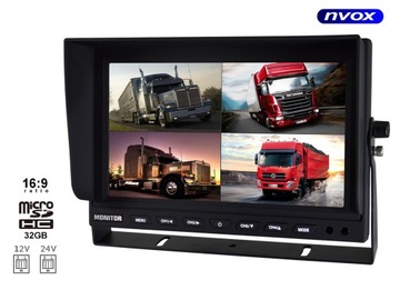 Monitor QUAD 9' na 4 kamery Rejestrator DVR 12-24V