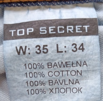 SPODNIE JEANS MĘSKIE TOP SECRET ROZMIAR W35/L34 NIEBIESKIE