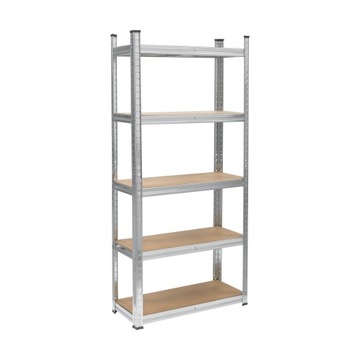 Regał magazynowy metalowy 150x70x30 garażowy srebrny 5 półek Rebel