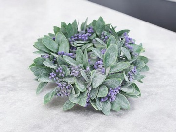 WIANEK RUSKUS NA STÓŁ DRZWI DEKORACJA BOHO FIOLETOWE KULECZKI 22 cm LIŚCIE