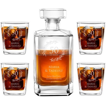 Zestaw do Whisky Karafka 4 Szklanki z Grawerem Prezent na Rocznicę Ślub