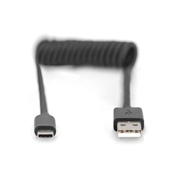 Спиральный кабель USB A/USB C, USB 2.0, PD 60 Вт, макс.