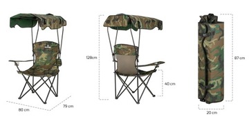 СТУЛ ДЛЯ РЫБАЛКИ ТУРИСТИЧЕСКИЙ, СКЛАДНОЙ, СО СПИНКОЙ И КЕМПИНГОВОЙ КРЫШЕЙ