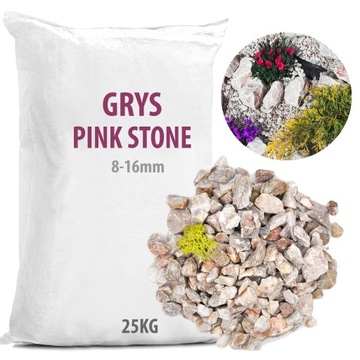 Grys Ozdobny Ogrodowy Kamienie PINK STONE 25KG