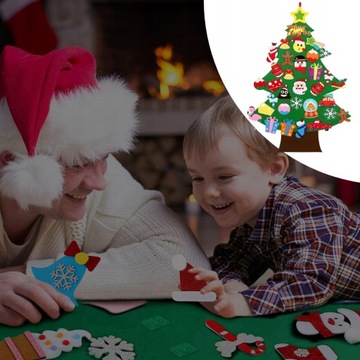 ЕЛКА ИЗ ВОЙЛА С УКРАШЕНИЯМИ ИЗ ВОЙЛА РОЖДЕСТВЕНСКАЯ ДЕТСКАЯ 34 ШТ 94см