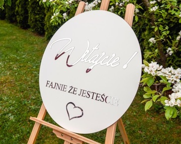 Tablica powitalna wesele ślub dekoracja koło białe TABŚ-4S