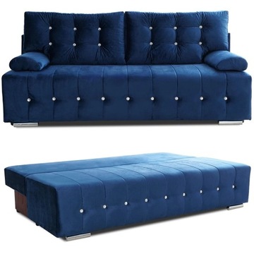 Sofa glamour rozkładana do spania kanapa pikowana z funkcją spania salon