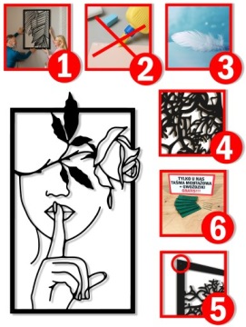 АЖУРНАЯ КАРТИНА НАСТЕННАЯ ЖЕНЩИНА С РОЗОЙ ЖЕНСКОЕ ЛИЦО ДЛЯ ГОСТИНОЙ 3D