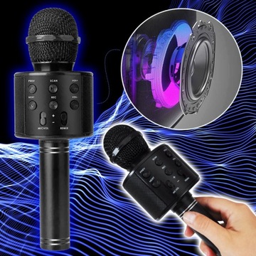 БЕСПРОВОДНОЙ КАРАОКЕ МИКРОФОН BLUETOOTH ДИНАМИК ПОДАРОК ​​ЧЕРНЫЙ