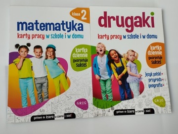 KARTY PRACY x2 Drugaki + Matematyka kl2 nauka GREG