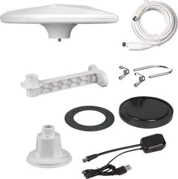 Antena TV kampera przyczepy telewizora DVBT/T2 biała