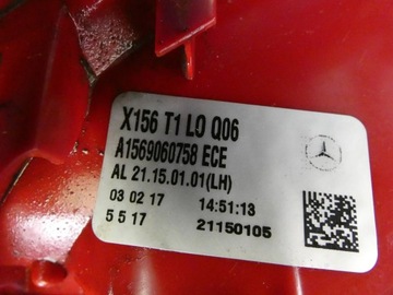 MERCEDES GLA W156 SVĚTLO LEVÝ ZADNÍ W BLATNÍK