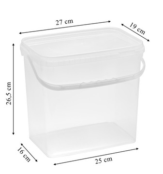 ПРЯМОУГОЛЬНОЕ ВЕДРО 10 Л с допуском ПИЩЕВЫХ ПРОДУКТОВ, прозрачное