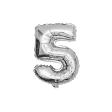 Balon foliowy cyfra ''5'' srebrna 100cm