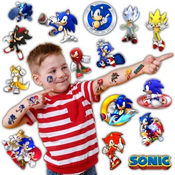 TATUAŻE ZMYWALNE SONIC - WIELE WZORÓW