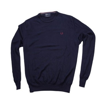 FRED PERRY SWETER ORYGINALNY MESKI WEŁNA MERINO PREMIUM Z LOGO XXL