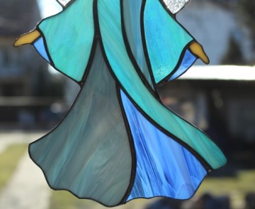 Тиффани сине-серый витражный ангел