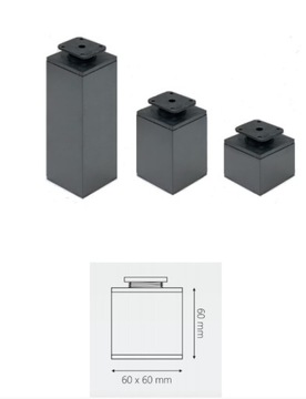 nóżka noga 6 cm kwadrat 60/60 czarna aluminium
