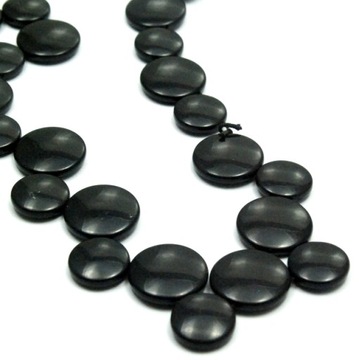 Женские незастегиваемые черные бусы в виде дисков.