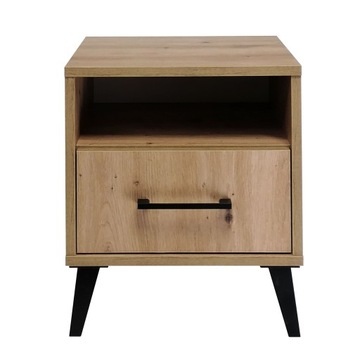 Stolik nocny szafka do sypialni lampka LED DĄB ARTISAN szuflada