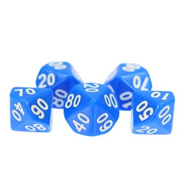 НАБОР ИЗ 25 ГОЛУБЫХ ДЕСЯТИГРАННЫХ КУБИКОВ D10 ДЛЯ РПГ 00-90